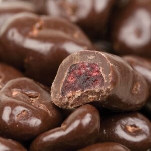Panned chocolate cranberries